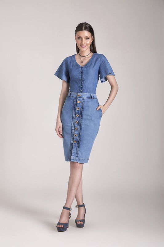 Saia Lápis Jeans