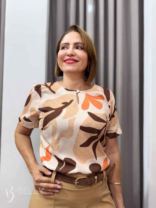 Blusa Sol Meia Manga Estampada