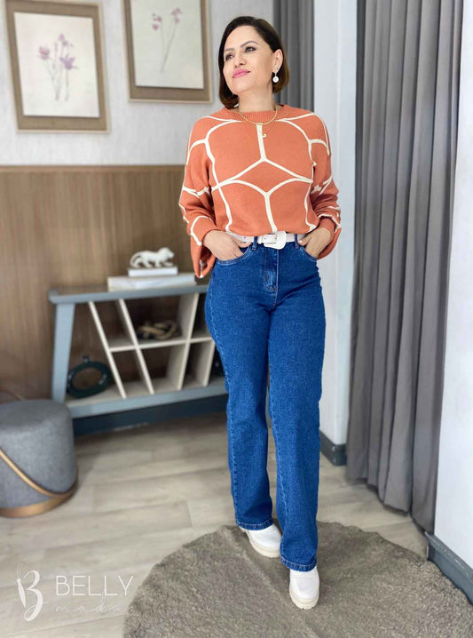 Blusa Tricô Modal Riscada