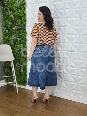 Blusa Brígida Estampada em Crepe de Seda Casual e Sofisticada