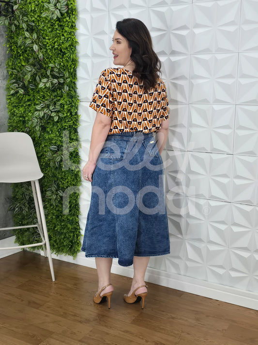 Blusa Brígida Estampada em Crepe de Seda Casual e Sofisticada