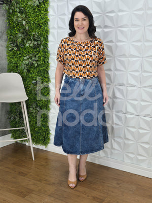 Blusa Brígida Estampada em Crepe de Seda Casual e Sofisticada