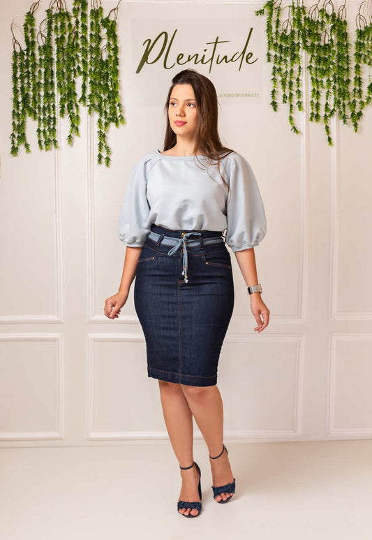 Saia Jeans Cós Triplo