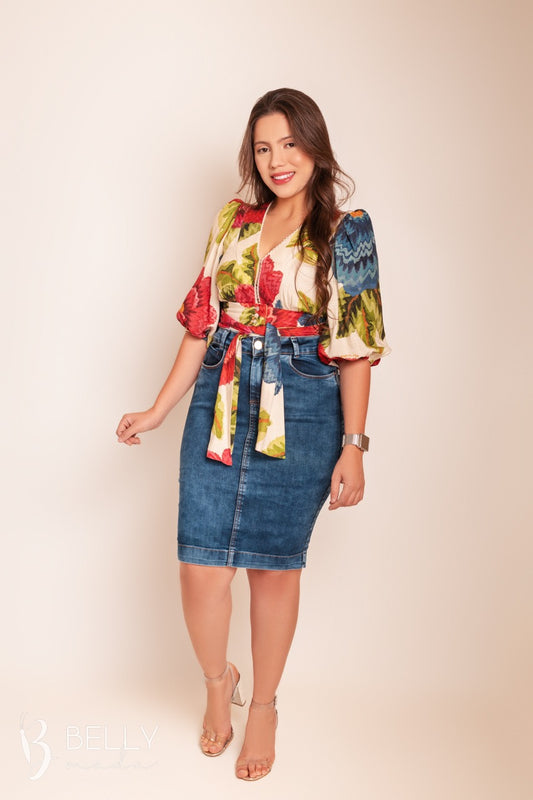 Saia Jeans Delavê