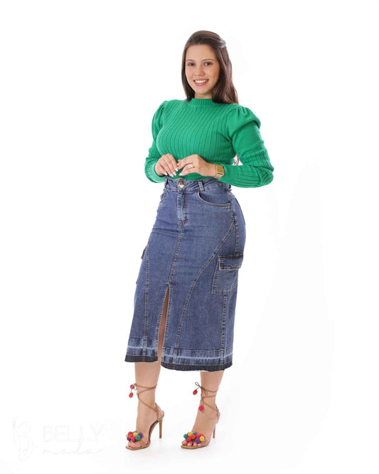 Saia Jeans Midi