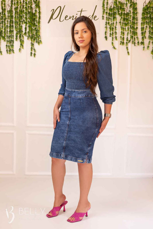 Saia Jeans Reta Tradicional