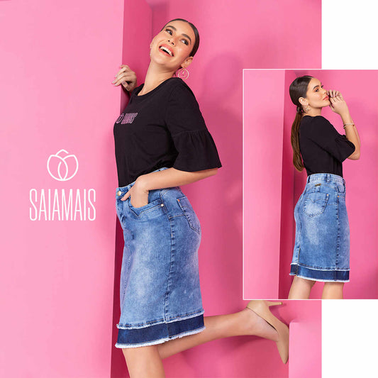 Saia Reta Jeans