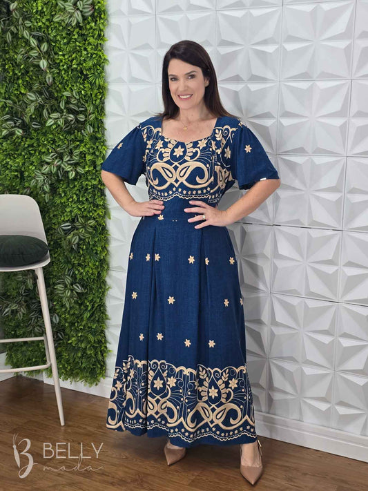 Vestido Layde Longo Barrado