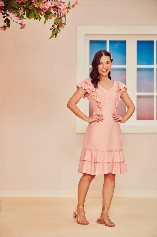 Vestido Princesa Evasê Rosê