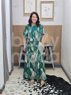 Conjunto Flora Estampa Verão em Malha Viscolycra Casual e Confortável