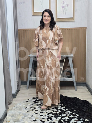 Conjunto Flora Estampa Verão em Malha Viscolycra Casual e Confortável