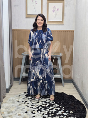 Conjunto Flora Estampa Verão em Malha Viscolycra Casual e Confortável