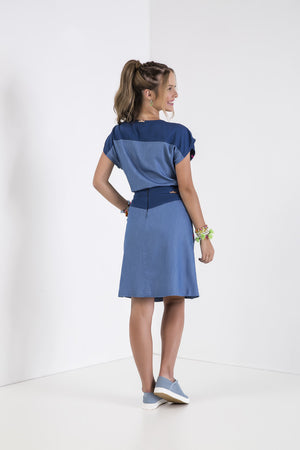 Saia Evase Bicolor Jeans