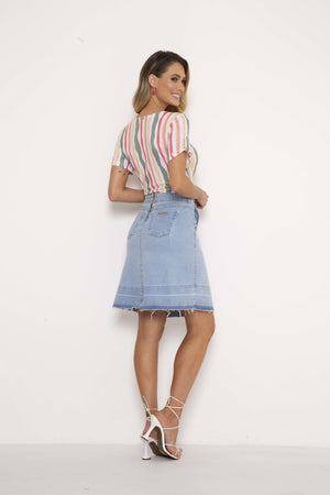 Saia Evasê Jeans