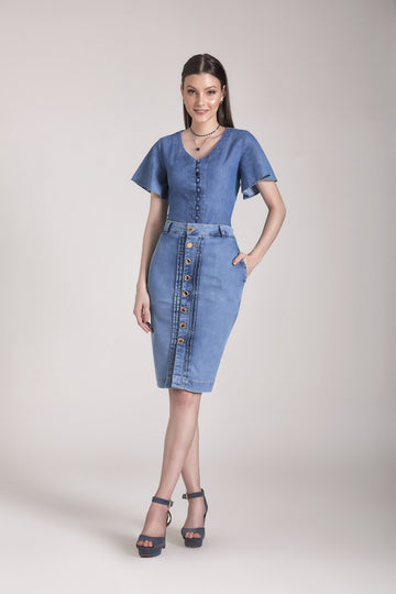 Saia Lápis Jeans