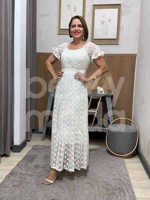 Vestido Midi Milka em Tule com Marias Elegante e Feminino