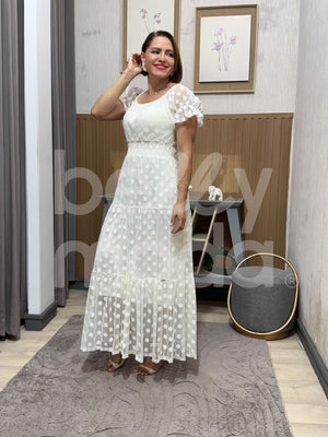 Vestido Midi Milka em Tule com Marias Elegante e Feminino