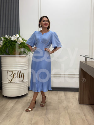 Vestido Midi Daniela Liso em Crepe com Toque de Seda Elegante