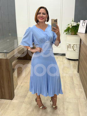 Vestido Midi Daniela Liso em Crepe com Toque de Seda Elegante