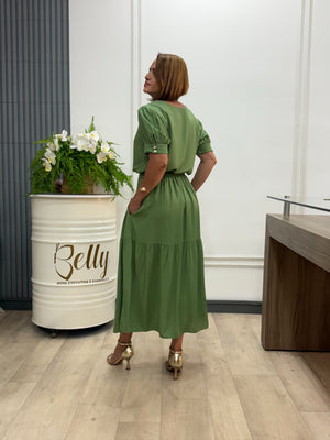 Conjunto Denise Liso em Viscolinho Manga Curta Casual Elegante