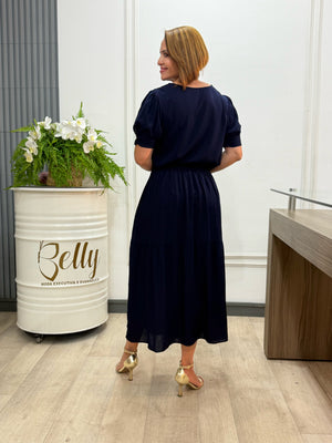 Conjunto Denise Liso em Viscolinho Manga Curta Casual Elegante