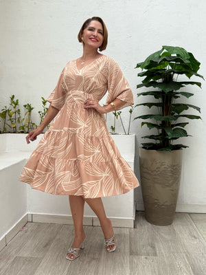 Vestido Midi Maísa Estampado em Viscolinho Casual Elegante