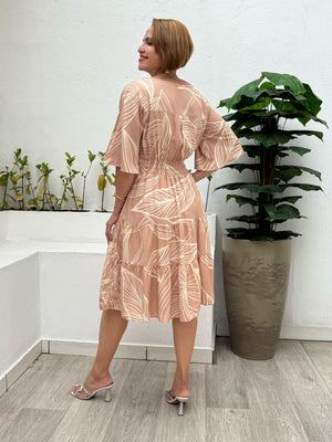 Vestido Midi Maísa Estampado em Viscolinho Casual Elegante