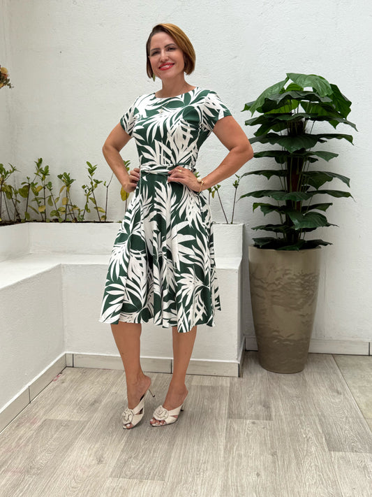 Vestido Midi Isabel Floral em Malha Romantique Casual Elegante