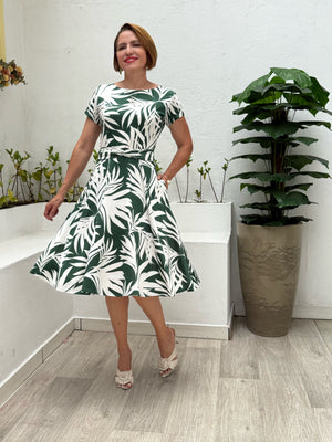 Vestido Midi Isabel Floral em Malha Romantique Casual Elegante