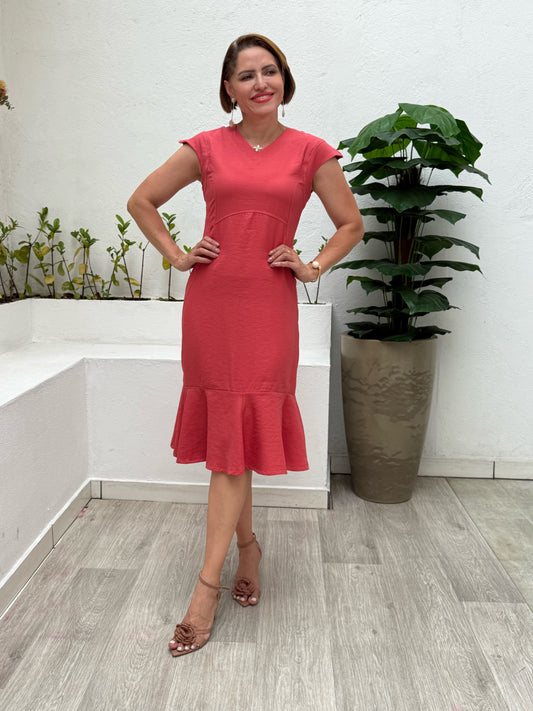 Vestido Midi Jessica Sólido em Marrante Casual Elegante