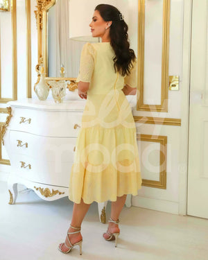 Vestido Midi Diana Bordado em Algodão Casual Elegante