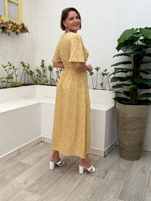 Vestido Longo Henriete Liberty em Viscolinho Casual Elegante