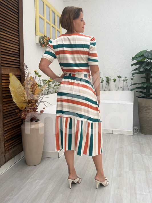 Vestido Midi Magali Liso em Malha Viscolycra Casual