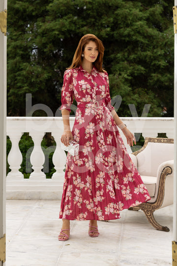 Chemisier Longo Miriã Floral em Gloss Paris Casual Elegante