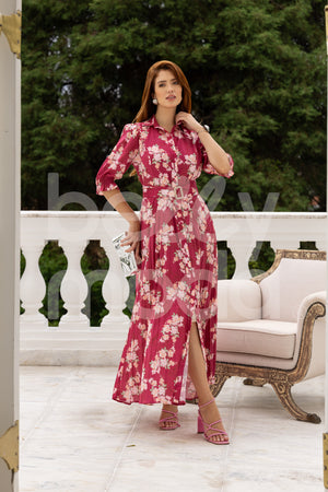 Chemisier Longo Miriã Floral em Gloss Paris Casual Elegante