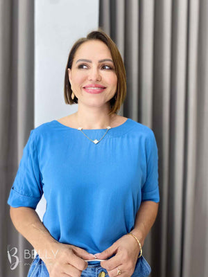 Blusa Manga 3/4 com Detalhe Vazado na Manga