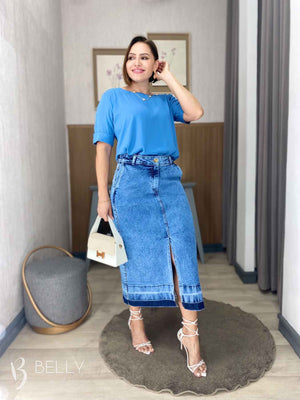 Blusa Manga 3/4 com Detalhe Vazado na Manga