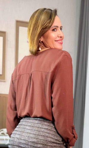 Blusa Manga Longa com Martingale