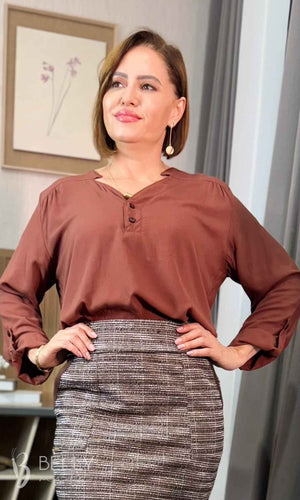 Blusa Manga Longa com Martingale