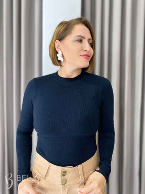 Blusa Manga Longa Malha Canelada