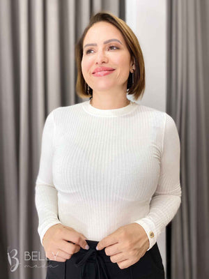 Blusa Manga Longa Malha Canelada