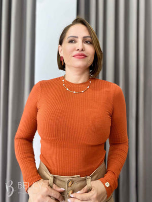 Blusa Manga Longa Malha Canelada