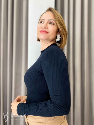 Blusa Manga Longa Malha Canelada