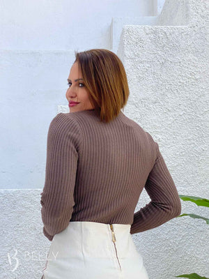 Blusa Tricô Modal Gola Alta