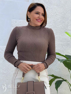 Blusa Tricô Modal Gola Alta