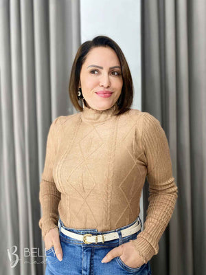 Blusa Tricô Modal Gola Alta