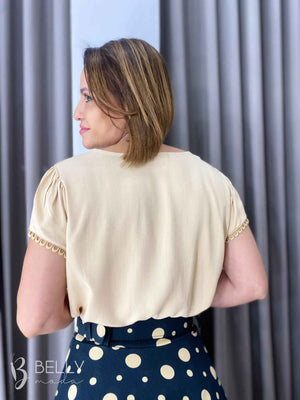 Blusa Viscose Manga Curta com Guipir