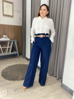 Calça Cintura Alta Alfaiataria Pantalona