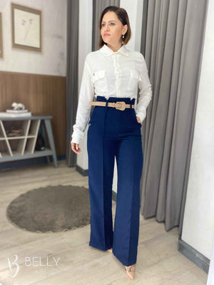 Calça Cintura Alta Alfaiataria Pantalona