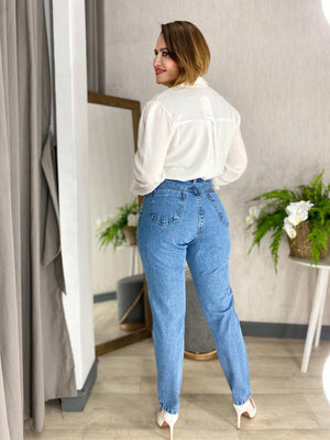 Calça Jeans Mom com Alto Colantes
